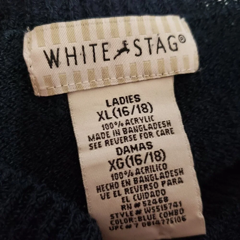 White Stag XL Sweater Blue Striped SS Retro 90s‎ Y2K Grunge Minimalist Grandma